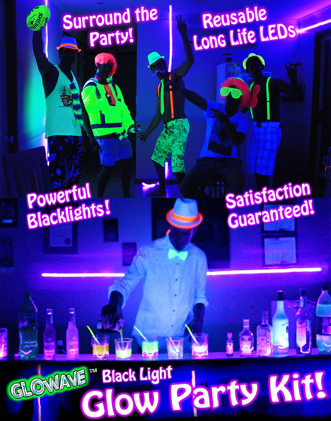 GLOWAVE BLACK LIGHT Glow Party Kit!