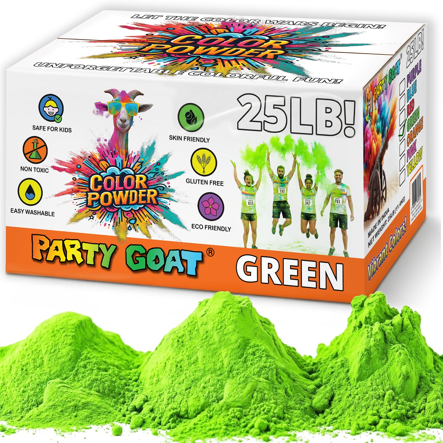 Color Run Powder 25LB Bulk Holi Powder - Single Color Box