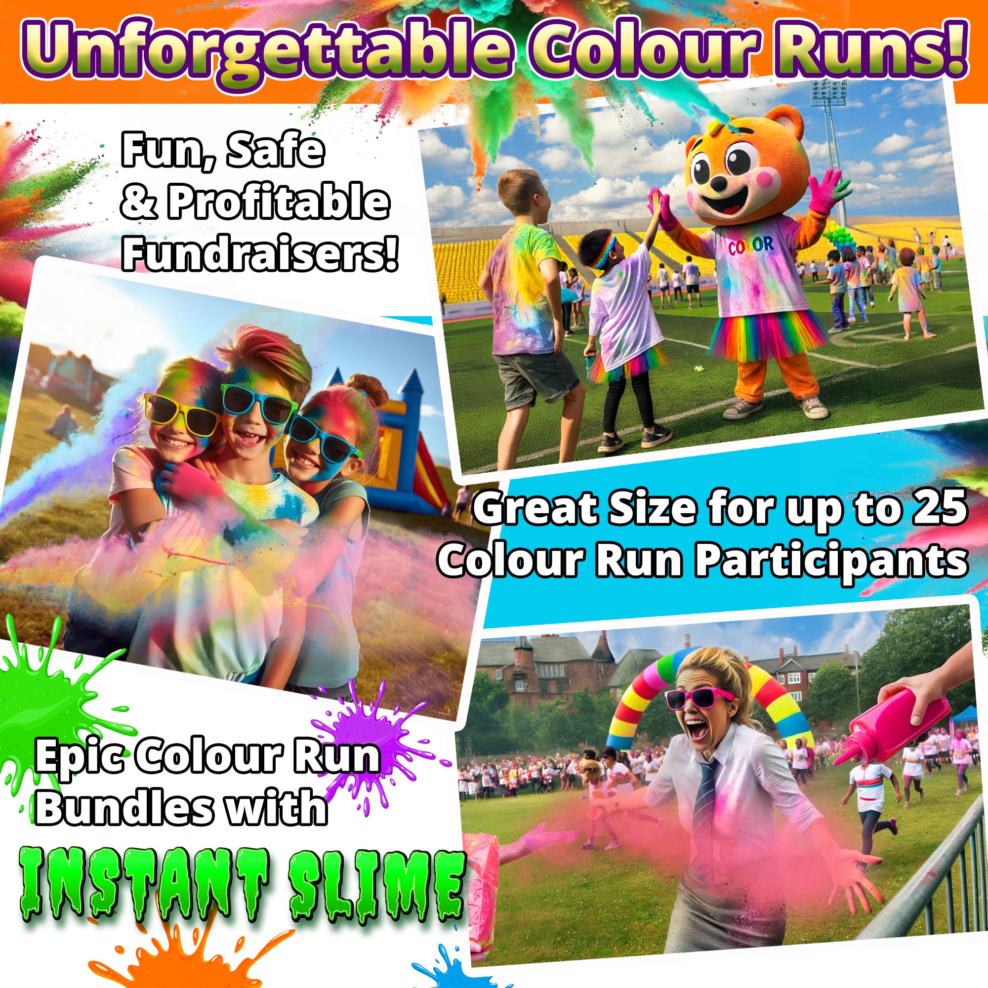 COLOR WAR POWDER: 4 Color Pack! 12lbs (5.5kg) for Color Runs & Parties