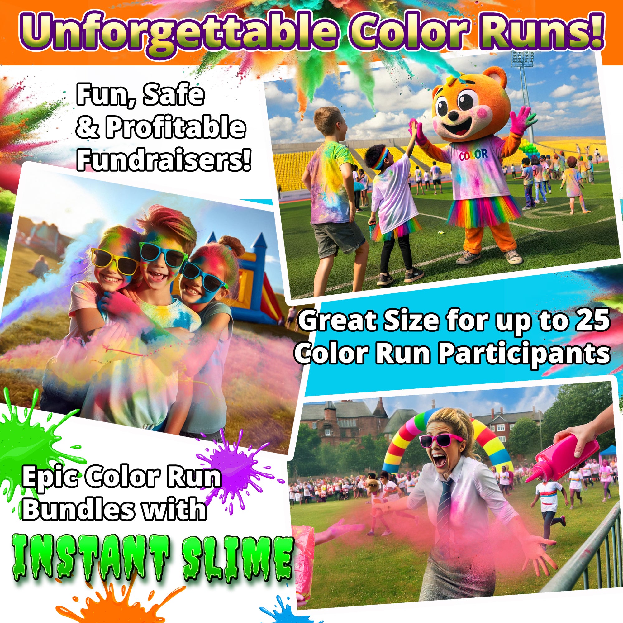 COLOR WAR POWDER: 4 Color Pack! 12lbs (5.5kg) for Color Runs & Parties