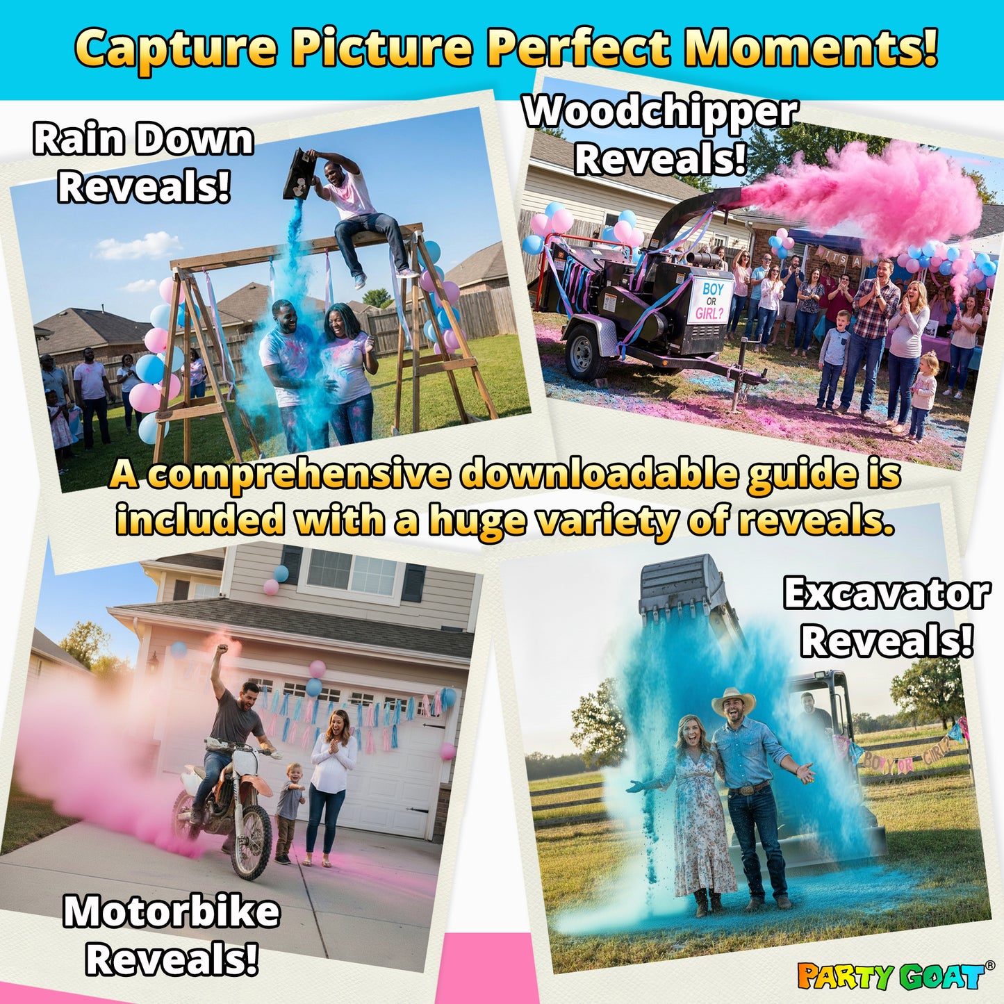 Gender Reveal Powder - 6 lb of Vibrant Blue or Pink Powder in Blackout Bags