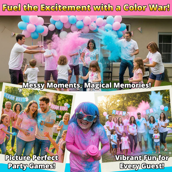 Gender Reveal Powder - 6 lb of Vibrant Blue or Pink Powder in Blackout Bags
