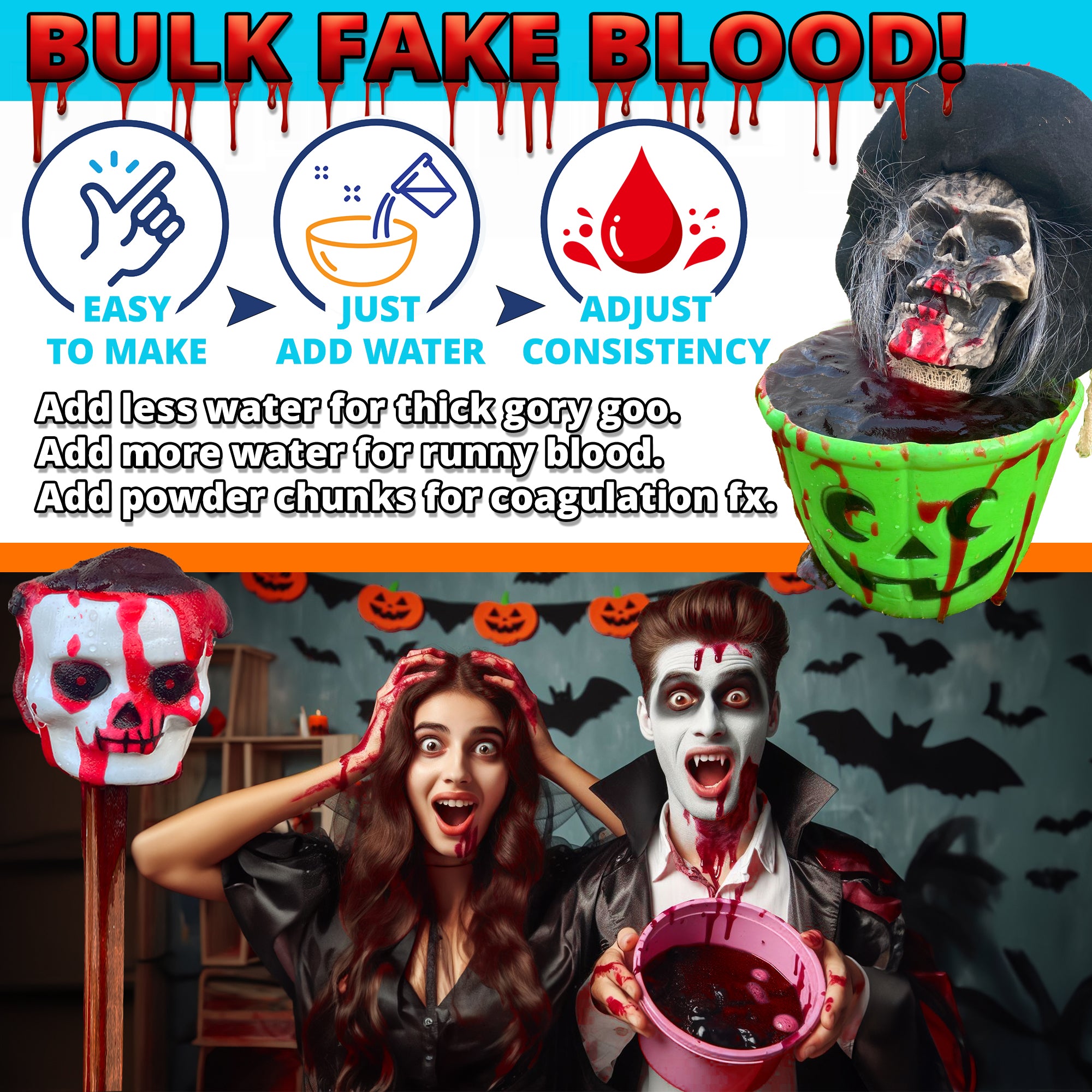 FAKE BLOOD: makes 15 Gallons of Blood Red Slime!