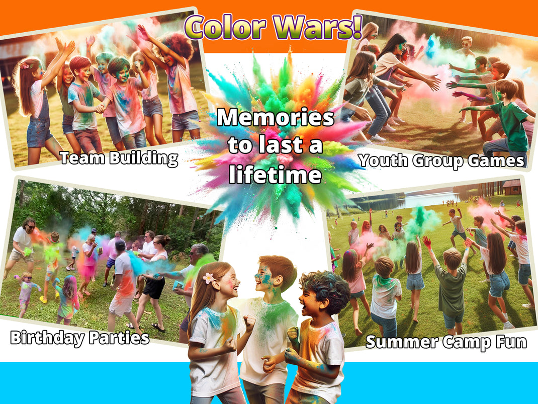 Color Battle Powder Holi Color Powder, 6 Color Pack! 18lbs for Color Runs & Color Wars ...