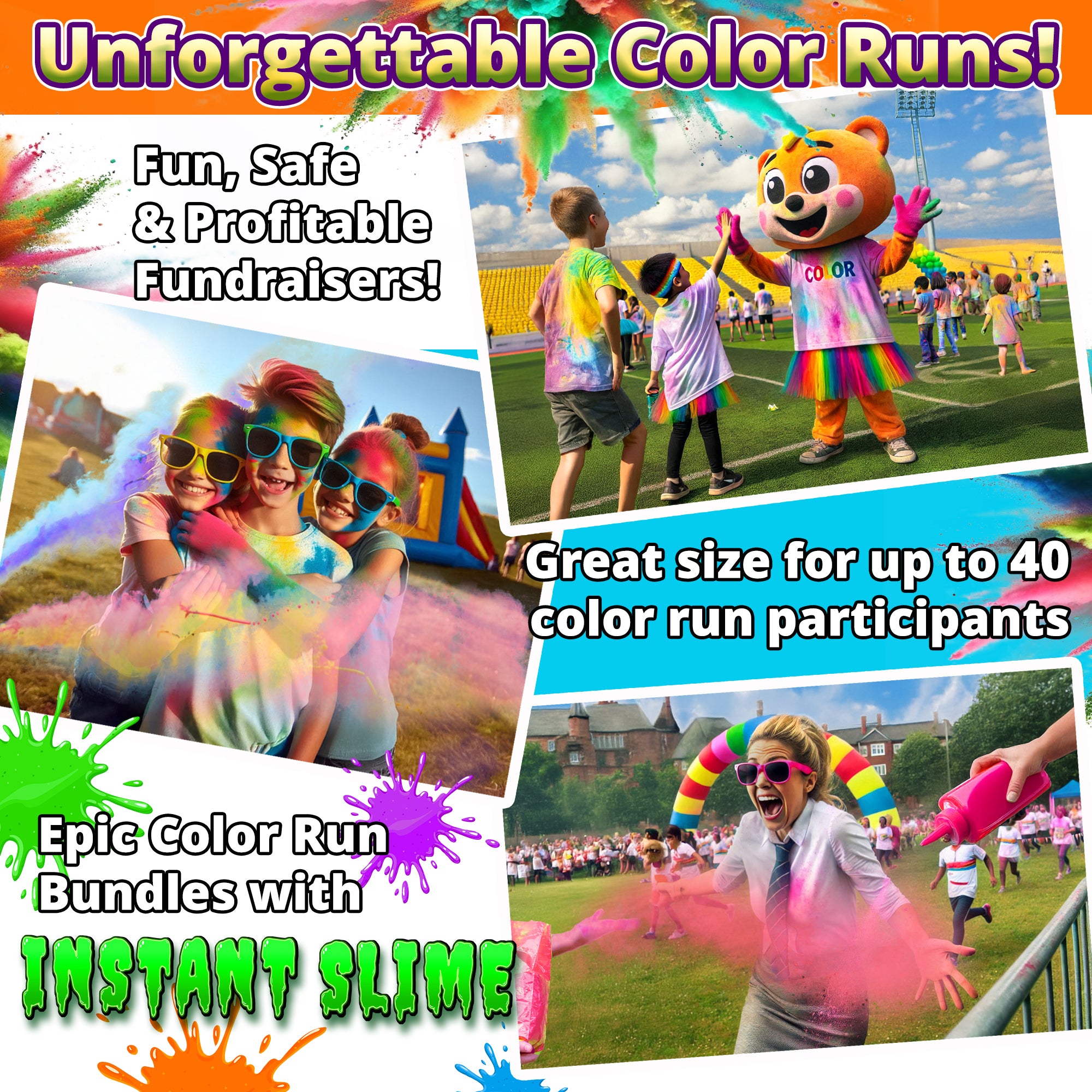 Color Battle Powder Holi Color Powder, 6 Color Pack! 18lbs for Color Runs & Color Wars ...