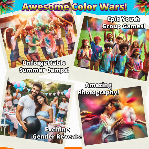 COLOR RUN POWDER: 9 Color Bulk Pack! 27lbs (12.3kg) for Color Wars & Events
