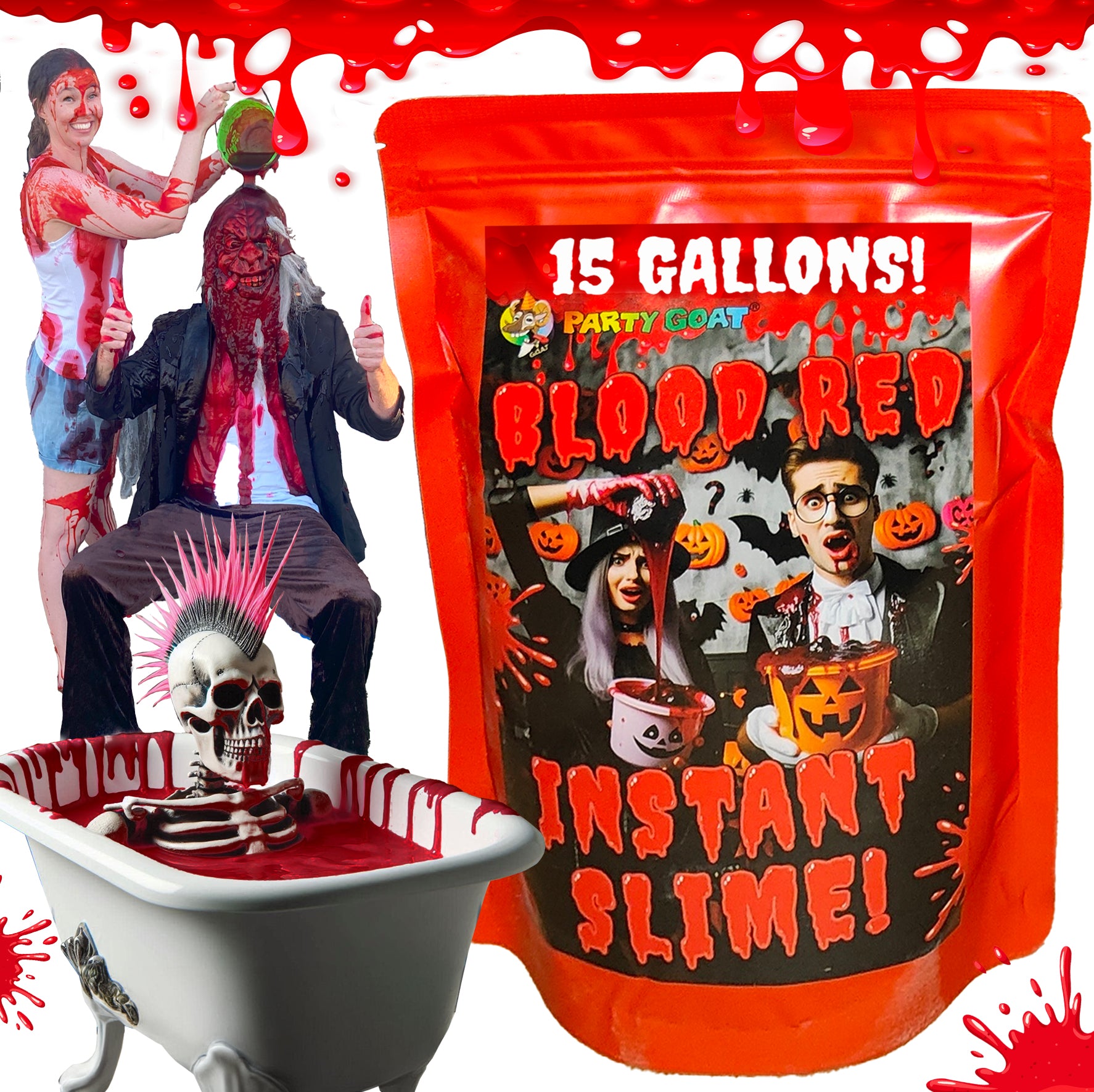 Fake blood red instant slime bag 15 gallons bulk stage blood supplies for Halloween decorating