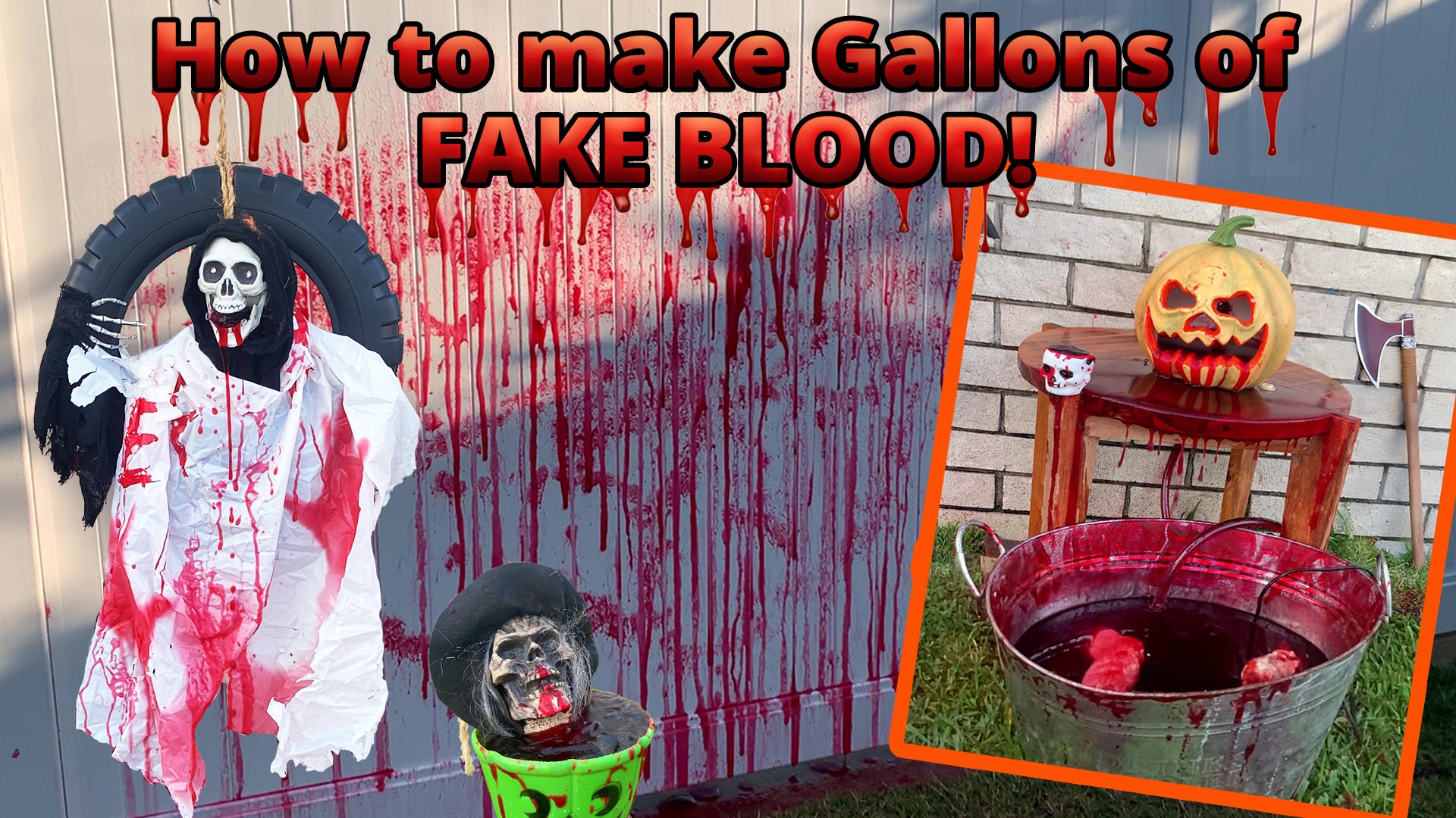 Load video: how to make gallons of fake blood for Halloween, stage and movies