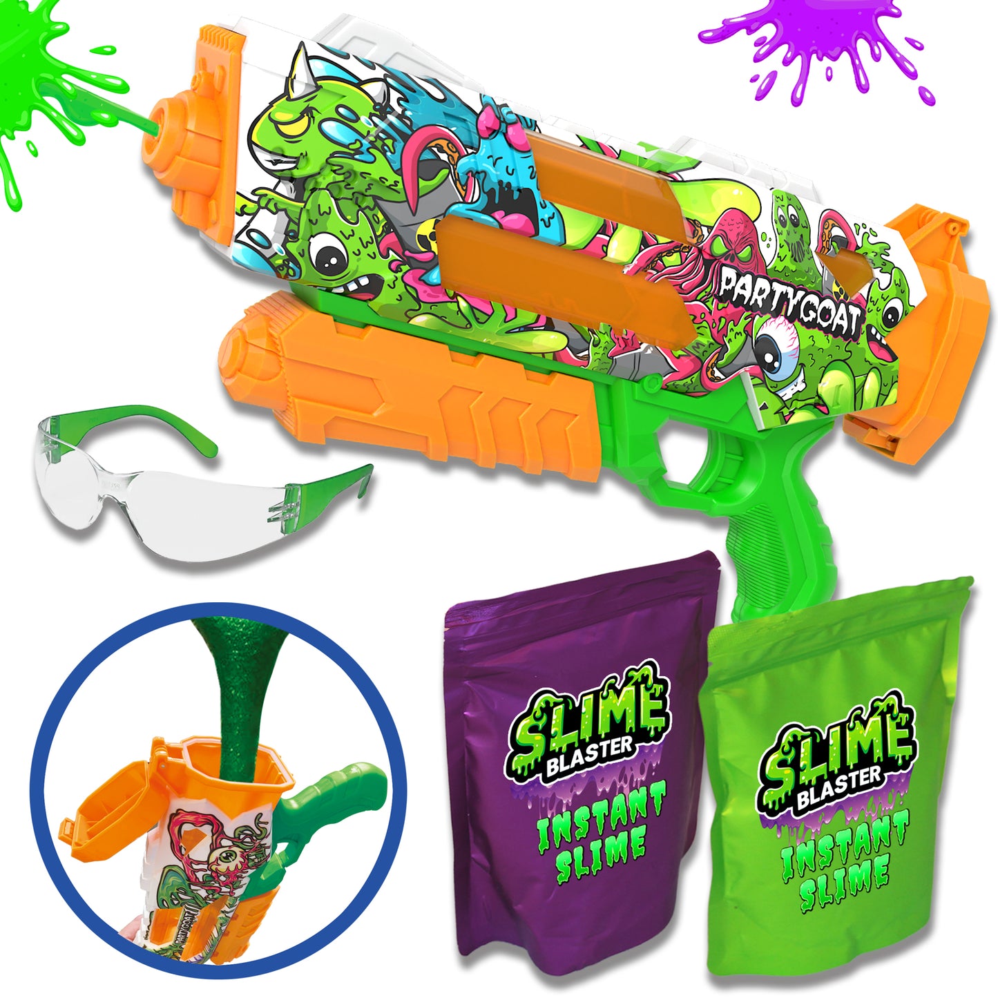 PARTY GOAT Slime Blaster Gun with a Huge 3 Gallons of Instant Slime!
