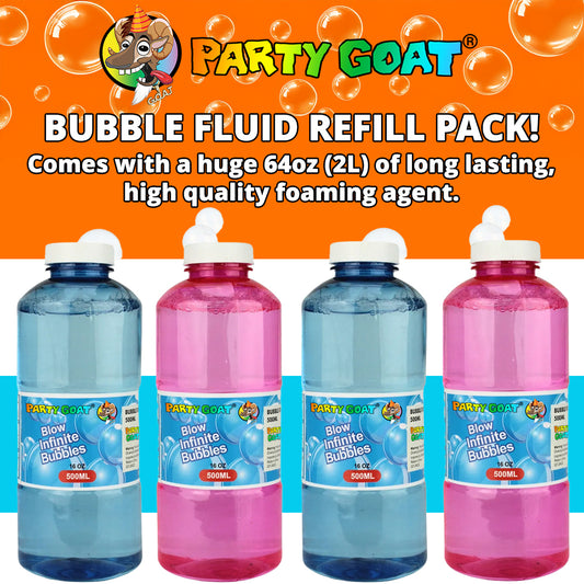 Party GOAT Bubble Fluid Refill Pack! 64oz (2L) of High-Quality Foaming Agent.