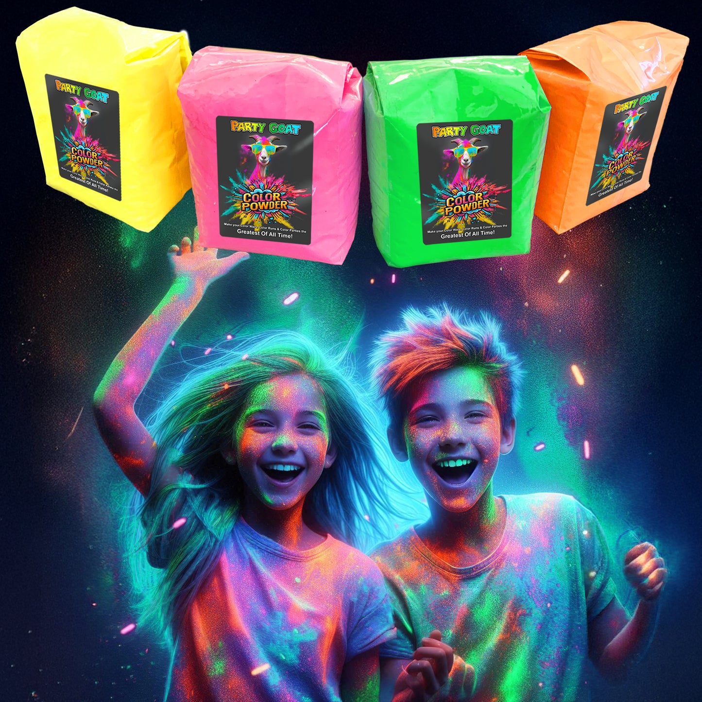 NEON COLOUR POWDER: 4 Colour Pack! 5.5kg (12lb) for Colour Runs & Glow Parties