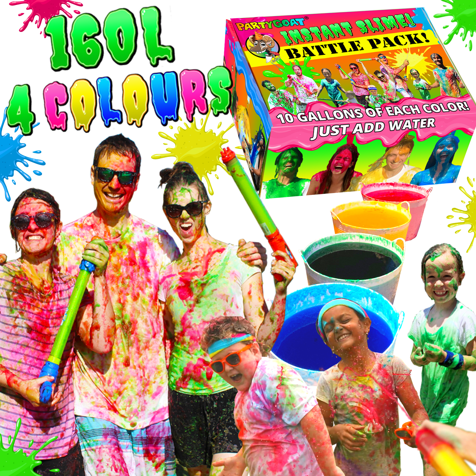 bulk instant slime for color runs, color wars and slime parties