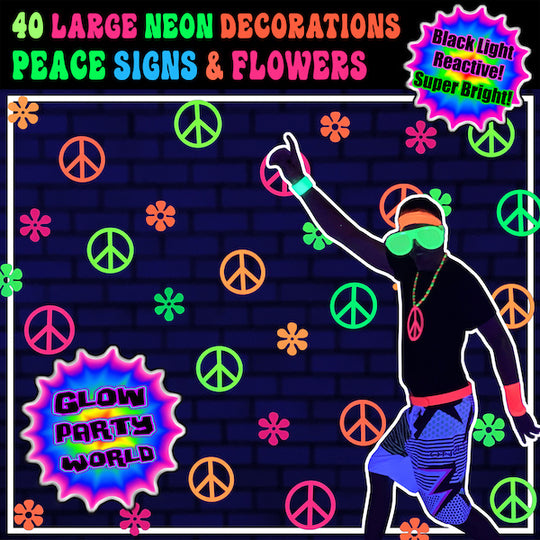 PEACE & FLOWER - 60s Party Decorations, Hippie theme