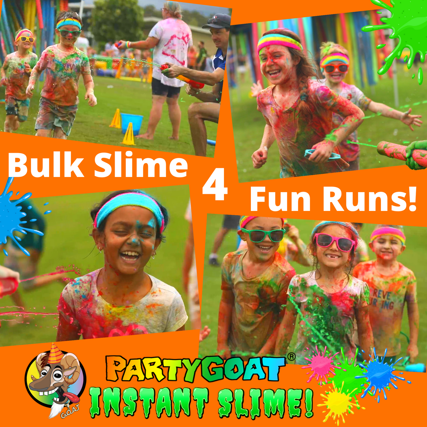 FUN RUN SLIME - 4 colors of Instant Slime for the best color runs