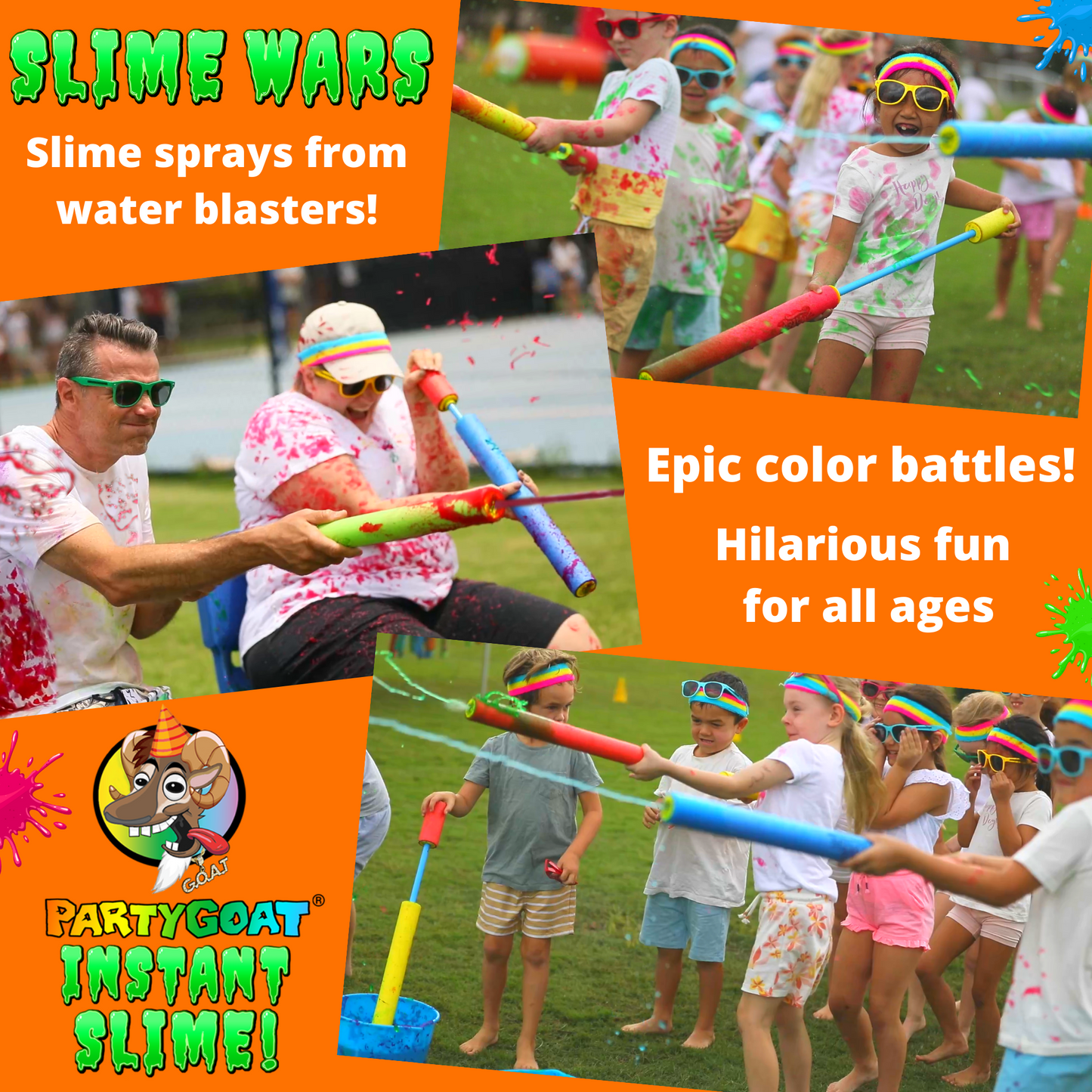 FUN RUN SLIME - 4 colors of Instant Slime for the best color runs