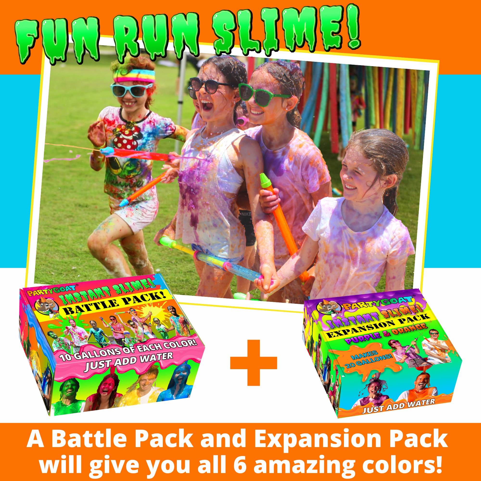 Bulk Instant Slime Powder! Mix with Water to Make A Huge 40 Gallons of Slime! 4 Colors for Slime Bucket Challenges, Color Run, Blaster Gun, Bath