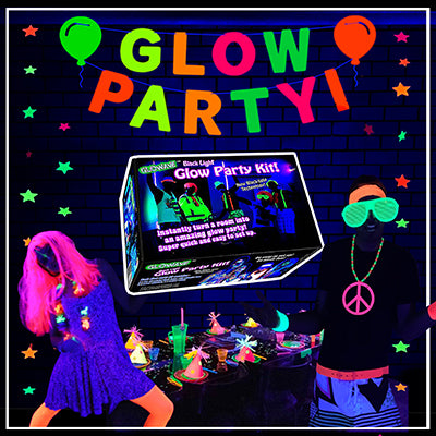 How many black lights do I need for a party - Black light LED glow party  kits UV ultra violet lights neon party