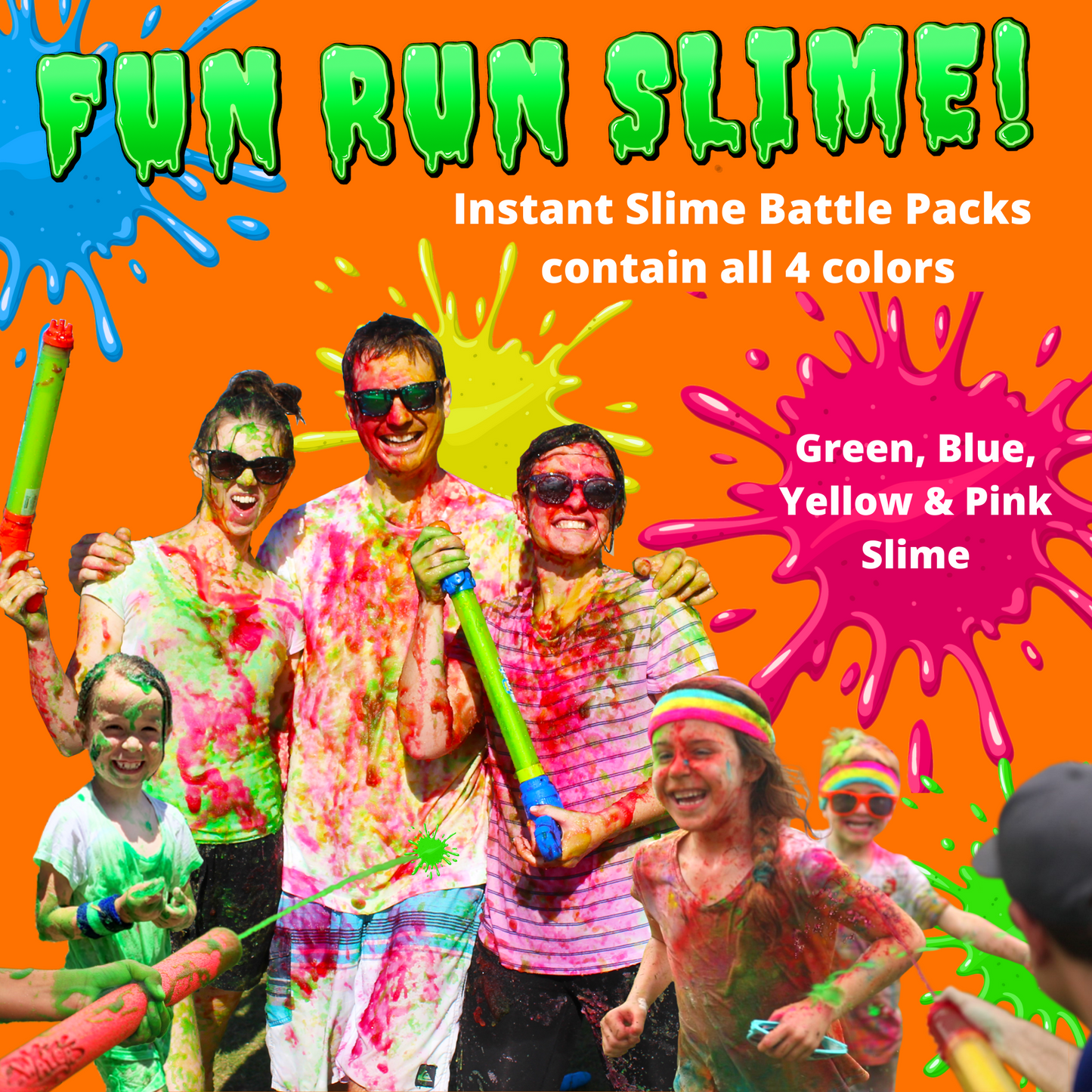 FUN RUN SLIME - 4 colors of Instant Slime for the best color runs