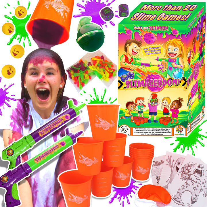 slimageddon slime party games family game backyard game for kids